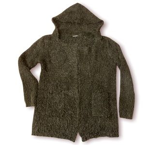 BRANDY MELVILLE black fuzzy oversized hooded sweater